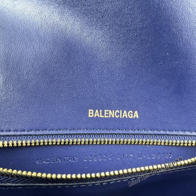 Balenciaga專櫃爆款寶藍鱷魚紋金扣手提女包 巴黎世家原廠S號Hourglass沙漏包 款號：8895 fyj1191